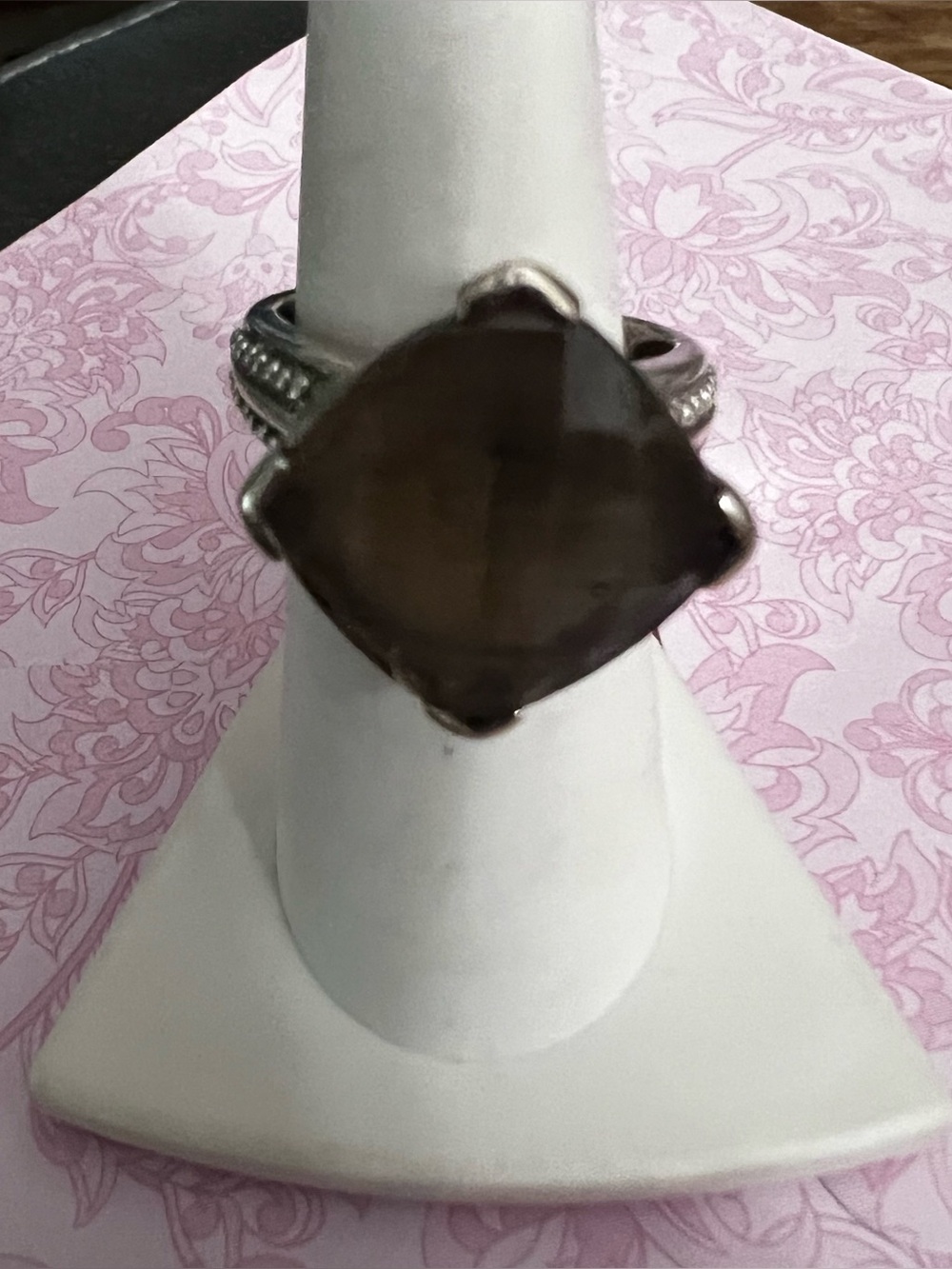 Smoky Quartz Cushion Sterling Ring - Unbranded